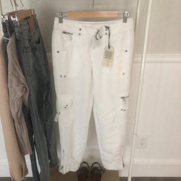 Raison D'etre Stretch-Knit Cargo Pants, White, 24 - Picture 4 of 7